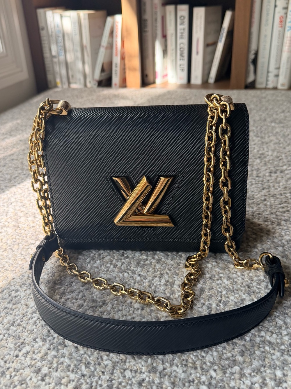 Louis Vuitton Black Epi Leather Chain Crossbody with Gold Hardware